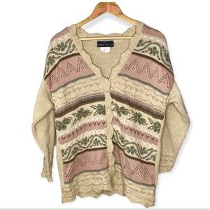 Vintage - M - floral dainty knit cardigan